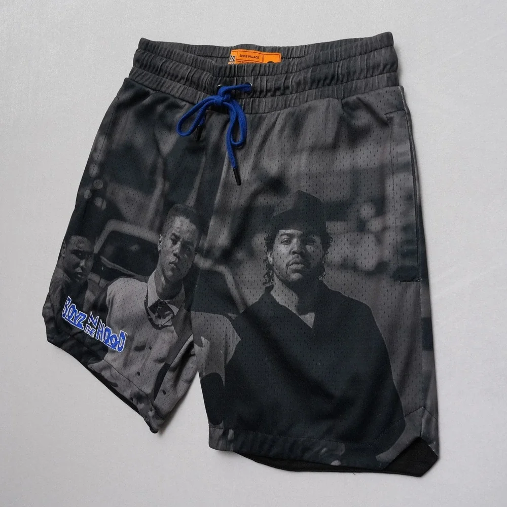 Shoe Palace Boyz N The Hood Shorts Mens‎ Small Gray Mesh Graphic Drawstring